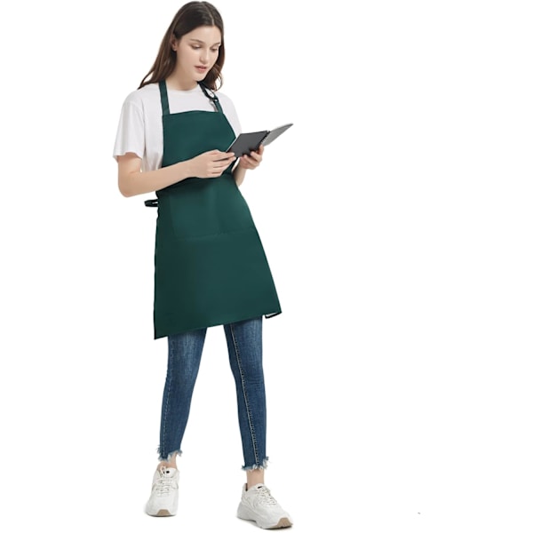 Kokkiessut, 4 kpl, Musta vedenpitävä essu 2 taskulla, Säädettävä keittiöessu, Keittiö Verde