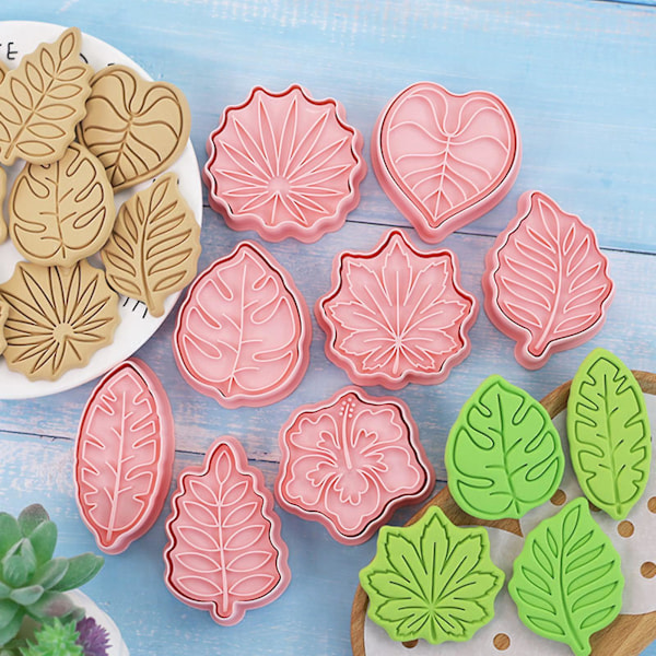 8 stk. Blade Strandform Kiks Prægning Fondant Bageforme