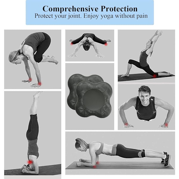 2 KPL Yoga-polvisuojat, erittäin paksut joogatarvikkeet naisille/miehille, pehmusteet polville ja kyynärpäille, liukumattomat joogamatot Black