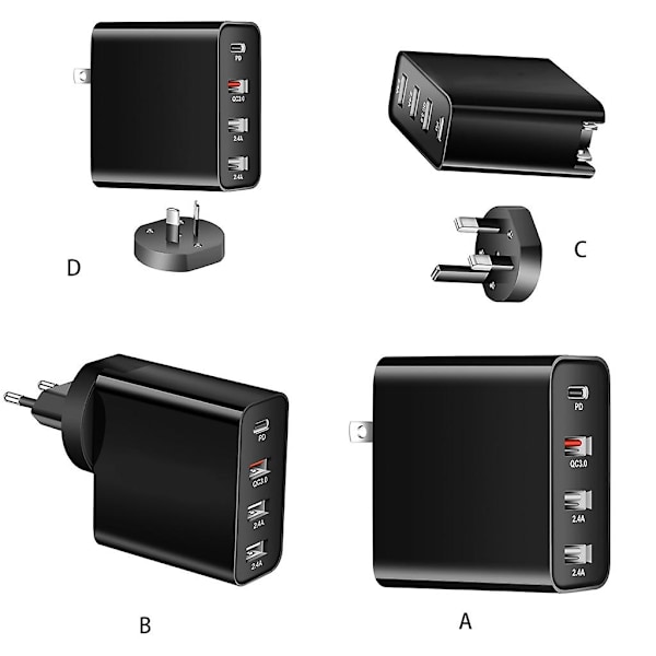 PD 48W for QC 3.0 Hurtigladeadapter for Mobiltelefon Fire Porter