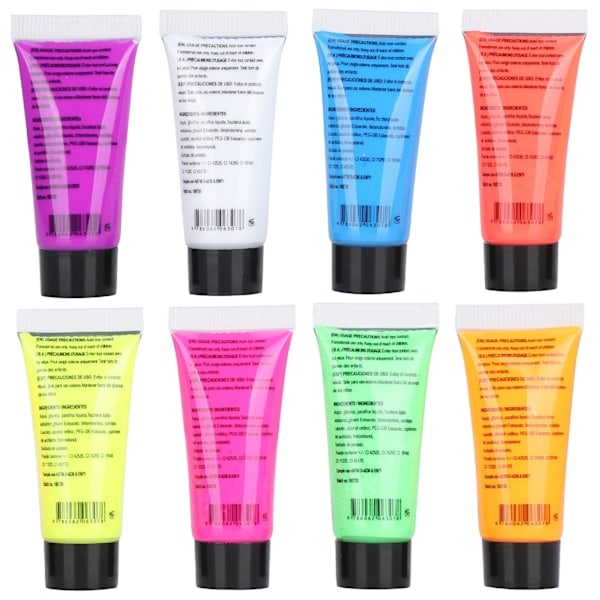 10ml Kroppsmaling Sett Blacklight Ansikts- og Kroppsmaling Sminke Fluorescerende Kropps- og Ansiktsmaling