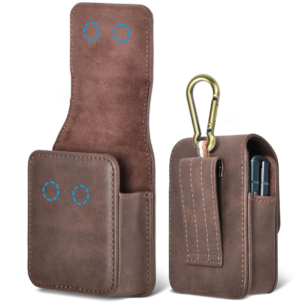 Premium läder bältesklämma hölster midja bärande hängande väska case Kompatibel Samsung Galaxy Z Flip 4 Z Flip 3 (2st)
