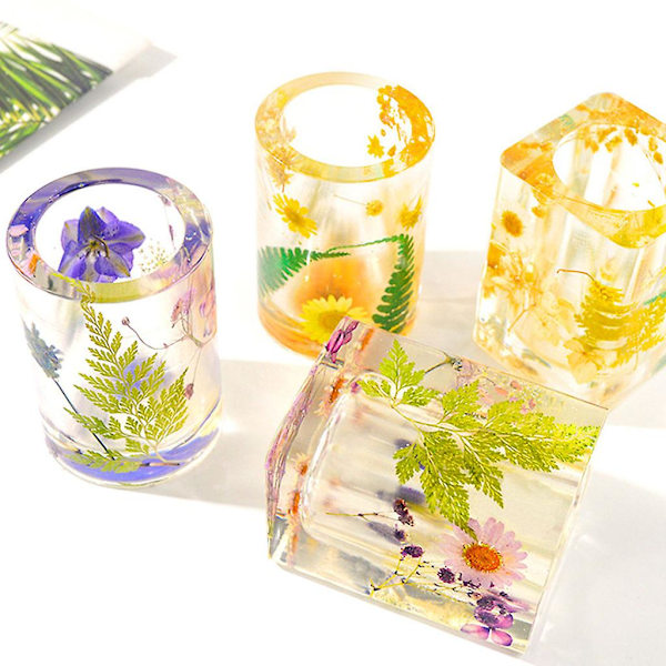 Krystal Epoxy Resin Form Pen Holder Beholder Skrivebordsorganisator Sil