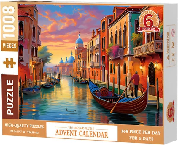 ®RisingFF Pussel Adventskalender, Julnedräkning (6 dagar), Roliga Julpussel