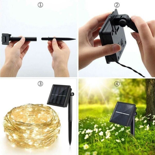 Solarslinga LED 10m 100 Lampor gul