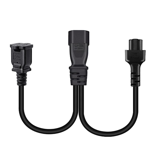 3-benet C14 til C5+1-15r Konnektor Adapterledning Han til Hun Co