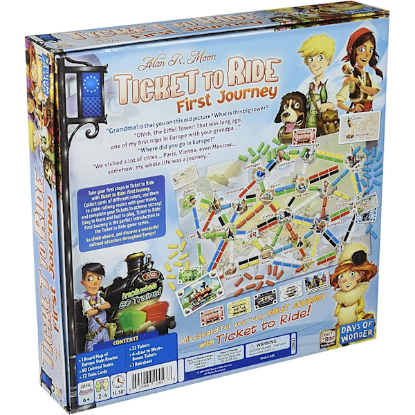 Days of Wonder | Ticket to Ride Første Rejse Europa Brætspil | Alder 6+ | For 2 til 4 spillere | Gennemsnitlig spilletid 15-30 minutter