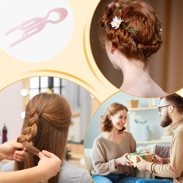 Fransk hårnål, elegant U-formad hårnål, fransk hårnål, Chignon frisyrnål, Chignon hårnål för tjockt tunt hår, hårnålar för kvinnor och flickor