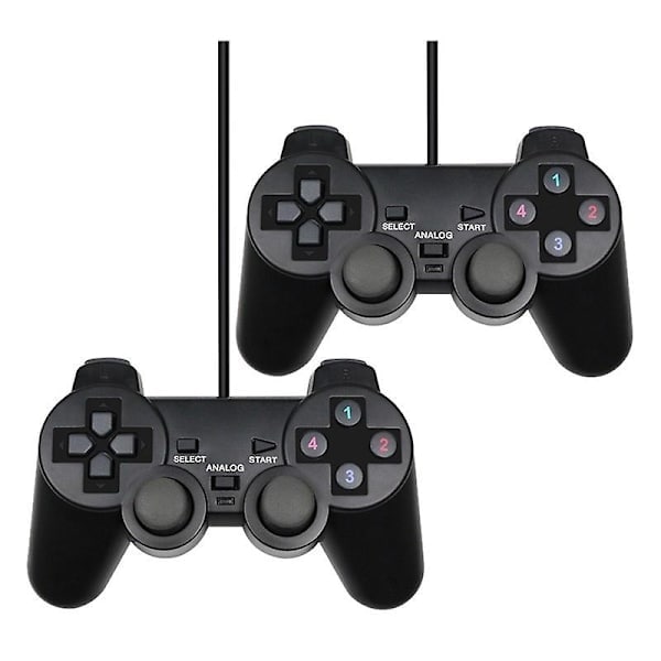 Kablet USB PC-spilcontroller til WinXP/Win7/Win8/Win10, Egnet til PC Computer Laptop Sort Gamepad Joystick Sort 2 Stykker
