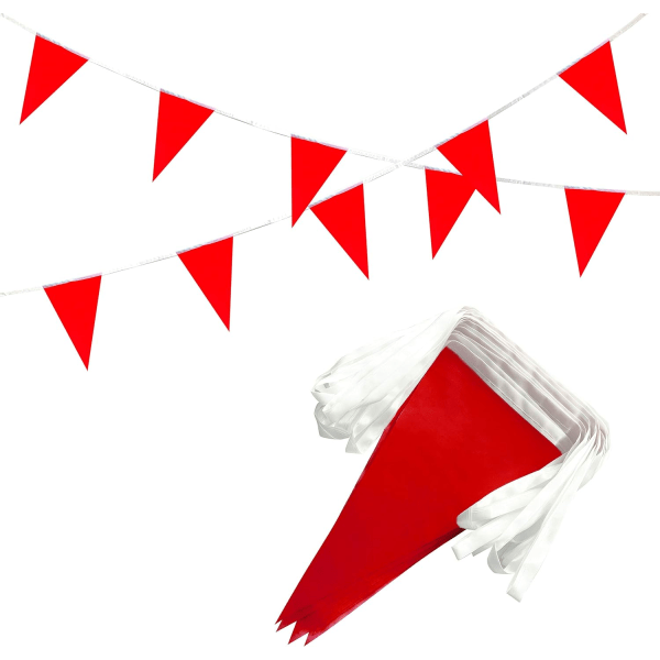Yhtenäiset punaiset viirinauhat, kolmionmuotoiset viirit, koristeet avajaisiin, syntymäpäiväjuhliin, festivaalijuhliin