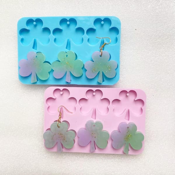 Kløverformede Øreringe Form Epoxy Nøglering Form Resin Støbning Pe