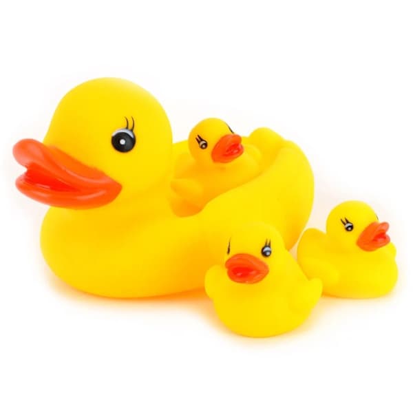 Badeand med unger 19cm flerfarget