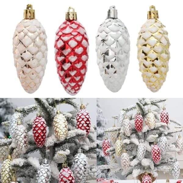 5-pack Julpynt Målade Koniska Tallkottar Hängande Dekoration - Silver Silver
