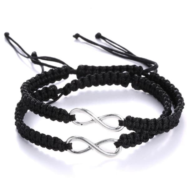 2 stk./sett Rustfritt stål 8 Infinity Pararmbånd Flettet Lær