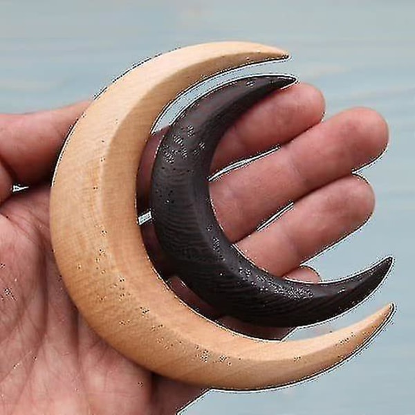 Månhårklämma Handsnidad Crescent Moon Stick Trähårklämma Hårgaffel Vardagsverktyg för hårstyling wood colour Large