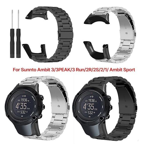 Rustfrit stål armbånd til Sunnto Ambit 3/3 Run/2s/2/1 Sølv Silver