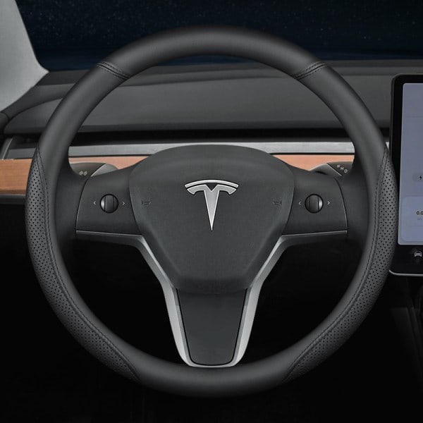 Sopii Tesla model3/y/modelx/s -ohjauspyörän suojus - Tesla erikoismalli pyöreä (musta viiva) ilman merkkiä - 38cm/1 nauha