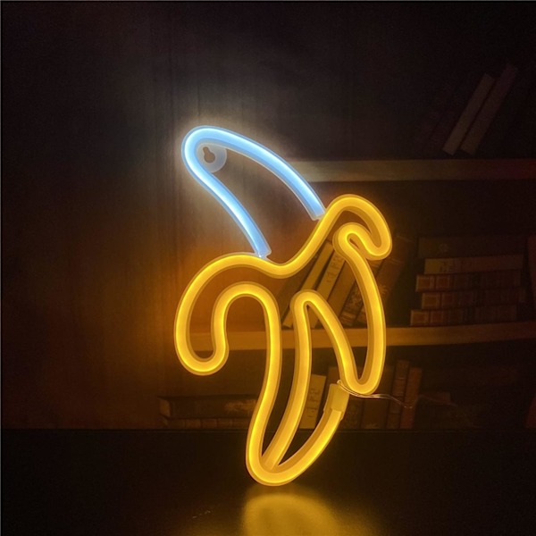 bananform neonskilt lamper hengende dekorative neonlamper USB eller batteridrevet for hjem soverom bar restaurant jul bursdagsfest gave
