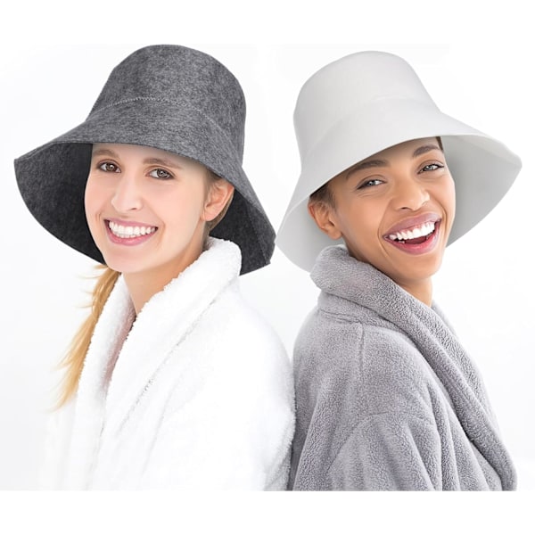 Original Uld Sauna Hat til Kvinder og Mænd 2 Pak Naturlig Filt Sauna Tilbehør