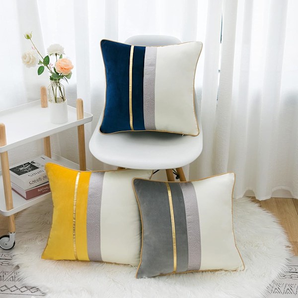 Grå Velour Pudebetræk 45x45cm Dekorativt Pudebetræk til Sofa Stue Sæt med 2 Gris 50cm*50cm