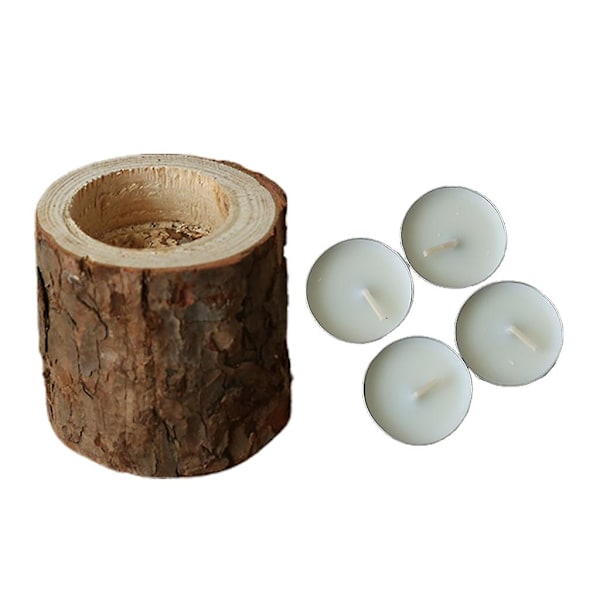 Tea Light Ljushållare Trä Pilar Ljusstake Kruka För