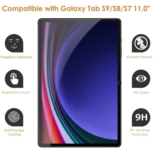 Skärmskydd för Samsung Galaxy Tab S9 11 tums surfplatta, skyddande 2023 SM-X710 Anti-fingeravtryck Klar 9H härdat glasfilm