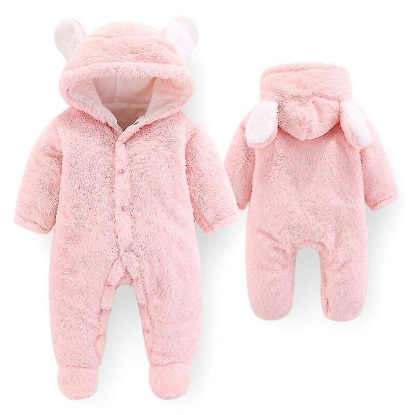 Nyfödd pojkeflicka Baby Björn Hooded Romper Jumpsuit Outfit Kläder Outfits pink 6-9 Months