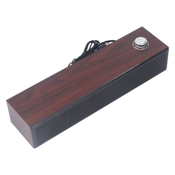 Trähögtalare för dator Skrivbord Soundbar HiFi Stereo Ljud AUX in Kabelansluten USB-driven Soundbar för PC Laptop Surfplattor Skärm