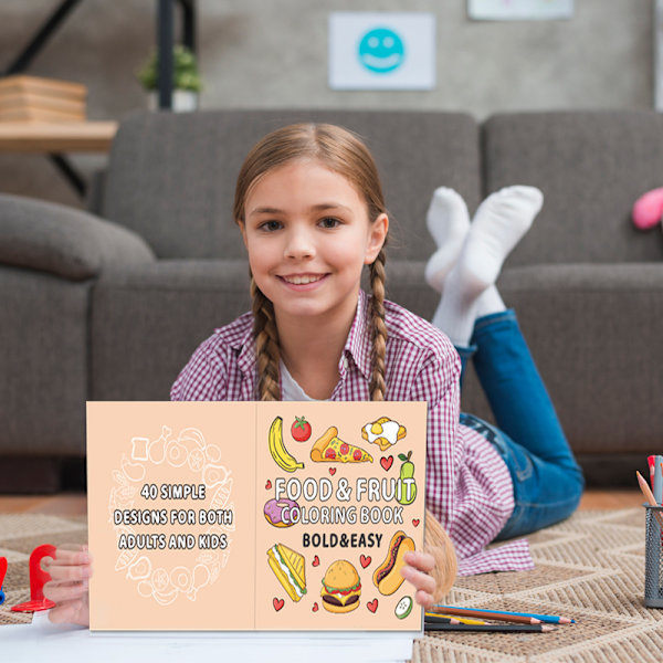 Malebog for voksne og teenagere, med super søde billeder og simple og afslappende mønstre, velegnet til en afslappende bog-snack food