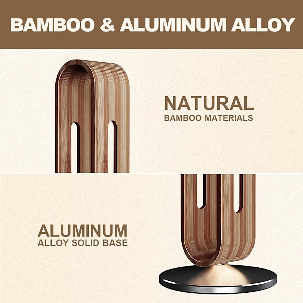 Trä hörlursstativ, hörlursstativ, bambu och aluminiumlegering, halkfri silikonplatta, alla hörlurar (B-grå)