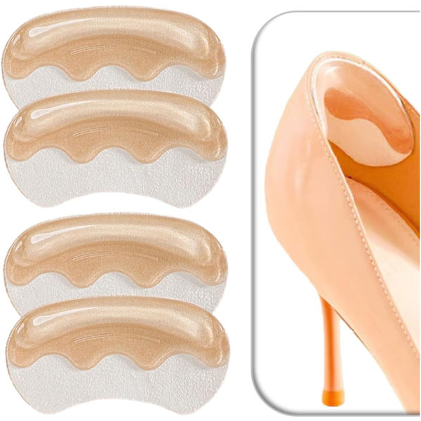 Pairs Anti-Slip Hälgrepp för Skor som är För Stora, Gel Hälfoder & Fyllningar för Lösa Skor, Självhäftande Hälkuddar (Beige) Beige