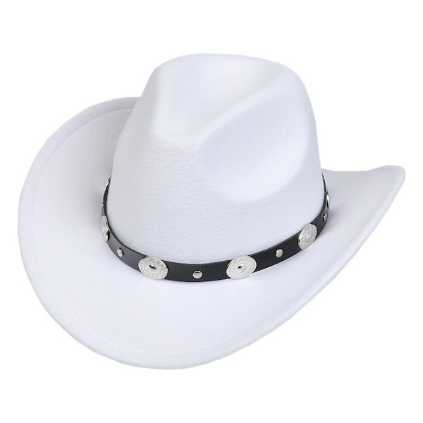 Kvinnor Män Filt Bred Brätte Western Cowboy Hatt Bälte Spänne Panama H White