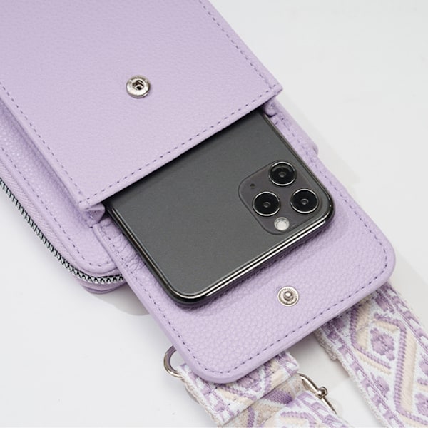 Dame PU Lær Liten Crossbody Veske Mobiltelefonlomme Lommebok Kortholder Messenger Lommebok black