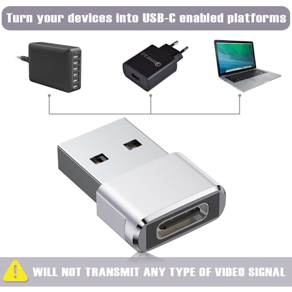 USB till USB C-adapter, USBC hona till A hane OTG-laddare typ C-omvandlare för Apple Watch Ultra iWatch 7 8 9 10, iPhone , Plus Pro Max, AirPods 3 Silver 4pc