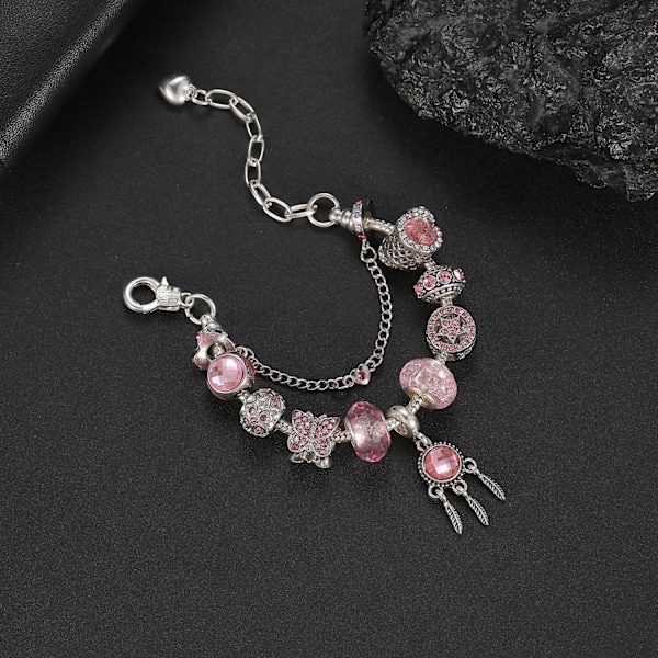 24 stk. Julekalender, DIY Julearmbåndssæt 24 Dages Nedtællings Charm Smykker Blind Box Julepynt til Børn Pink Pink