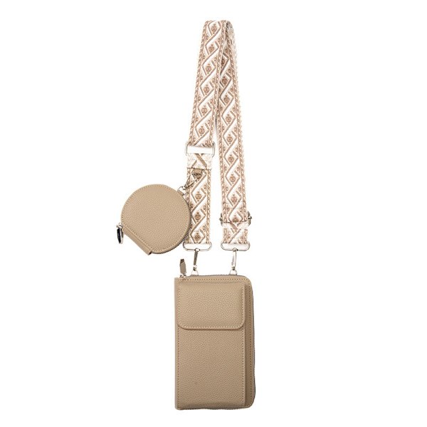 Liten crossbody-veske i PU-lær for kvinner, mobiltelefonlomme, kortholder, messenger-lommebok khaki