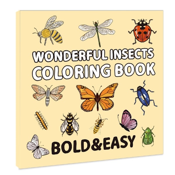 Malebog for voksne og teenagere, med super søde billeder og simple og afslappende mønstre, velegnet til en afslappende bogorm insect