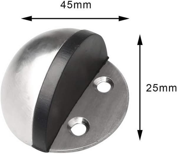 4 stk. dørstopper i rustfrit stål til gulv, oval gulvmonteret halvmåne dørstopper med skruer og lim