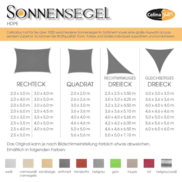 Solseil inkludert festetau Premium HDPE værbestandig pustende trekant likesidet 3 x 3 x 3 m hvit White