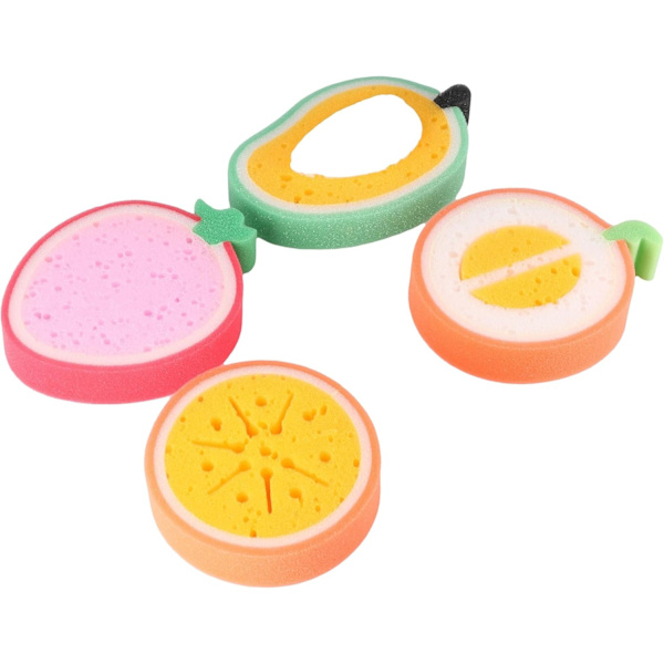 Paket med Fruktformade Badsvampar Söta Diskrengöringsborstar, Lätt Rengöringsdisksvampar Disktvättköksredskap, Köksvampar Badsvampar