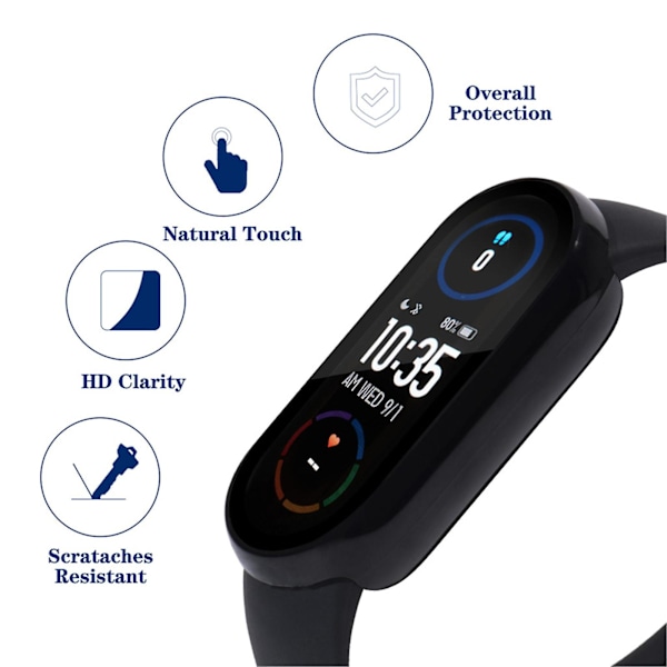 3D Film+Hård PC Skal Fodral för Mi Band 6 5 4 3 för Smart Klockarmband