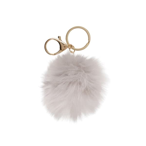Ylellinen pallo pompom avaimenperä laukku pehmo harmaa Grå