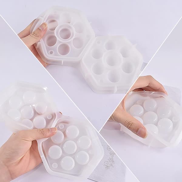 DIY Krystall Dråpe Lim Sekskantet Organizer Form Beholder Resin S