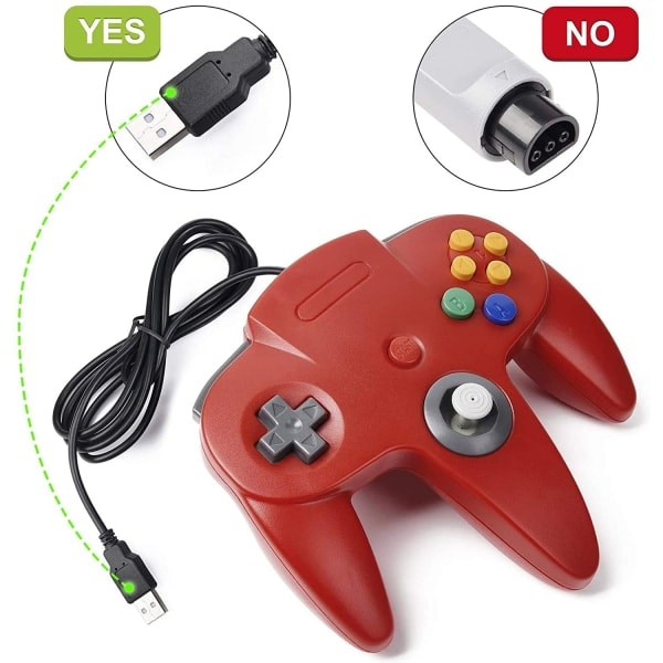 Retro USB Controller til N64 Spil, N64 Klassisk USB Controller Orange Orange