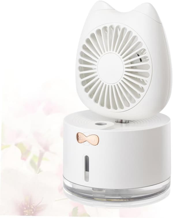Luftfugtende ventilator USB-ventilator mini sommer ventilator hvid kat ventilator
