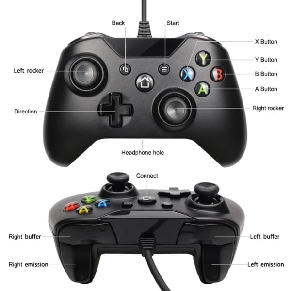 Kablet controller til Xbox One, USB-controller, Xbox One, Xbo Hvid White