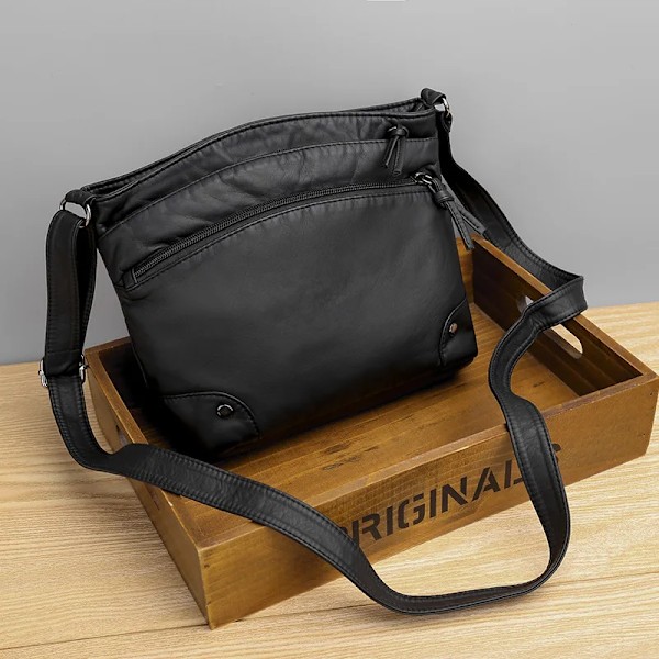 Högkvalitativ PU-läder dam crossbody väska lyx designer handväskor avslappnad multi-lager axelväska ny BROWN