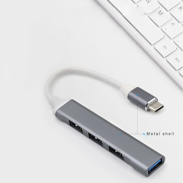 Metall USB C Hub Typ C Till 3x USB 2.0 + USB 3.0 4 Portars Adapter Fo