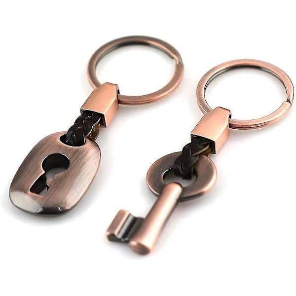 Par nøglering, nøglering, nøglelås, gave, indeholdende 2 dele bronze (2 stk.)