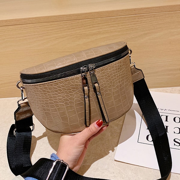 Lyxig Design Dam Bröstväska Hög Kvalitet Crossbody Väska Kvinnlig Mode Handväska med Kedja Hobos Clutch Banan Bältesväska khaki